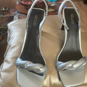 Square toe silver 4 inch sandal